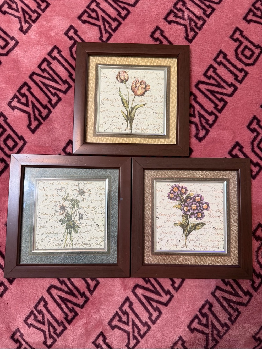 3 Classic Brown Framed Botanical Wall Art Set - Home Accents